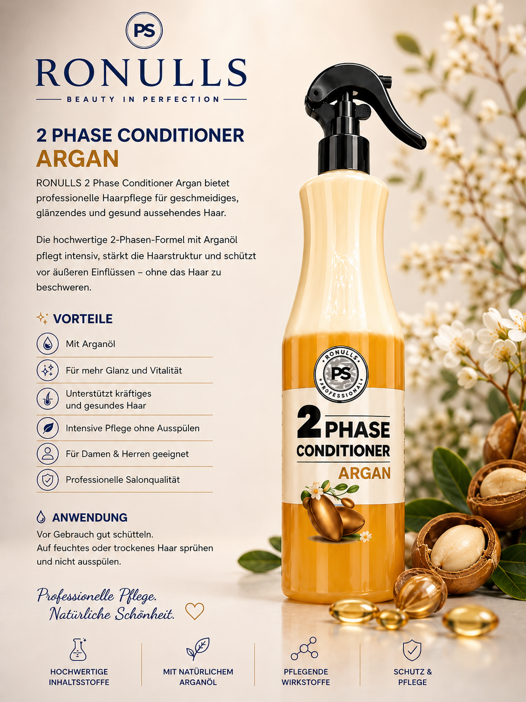 Ronulls 2 Phase Conditioner Argan – Leave-in Pflegespray