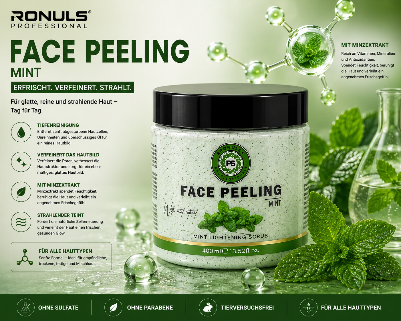 Face Peeling Mint – Minze Gesichtspeeling 400ml