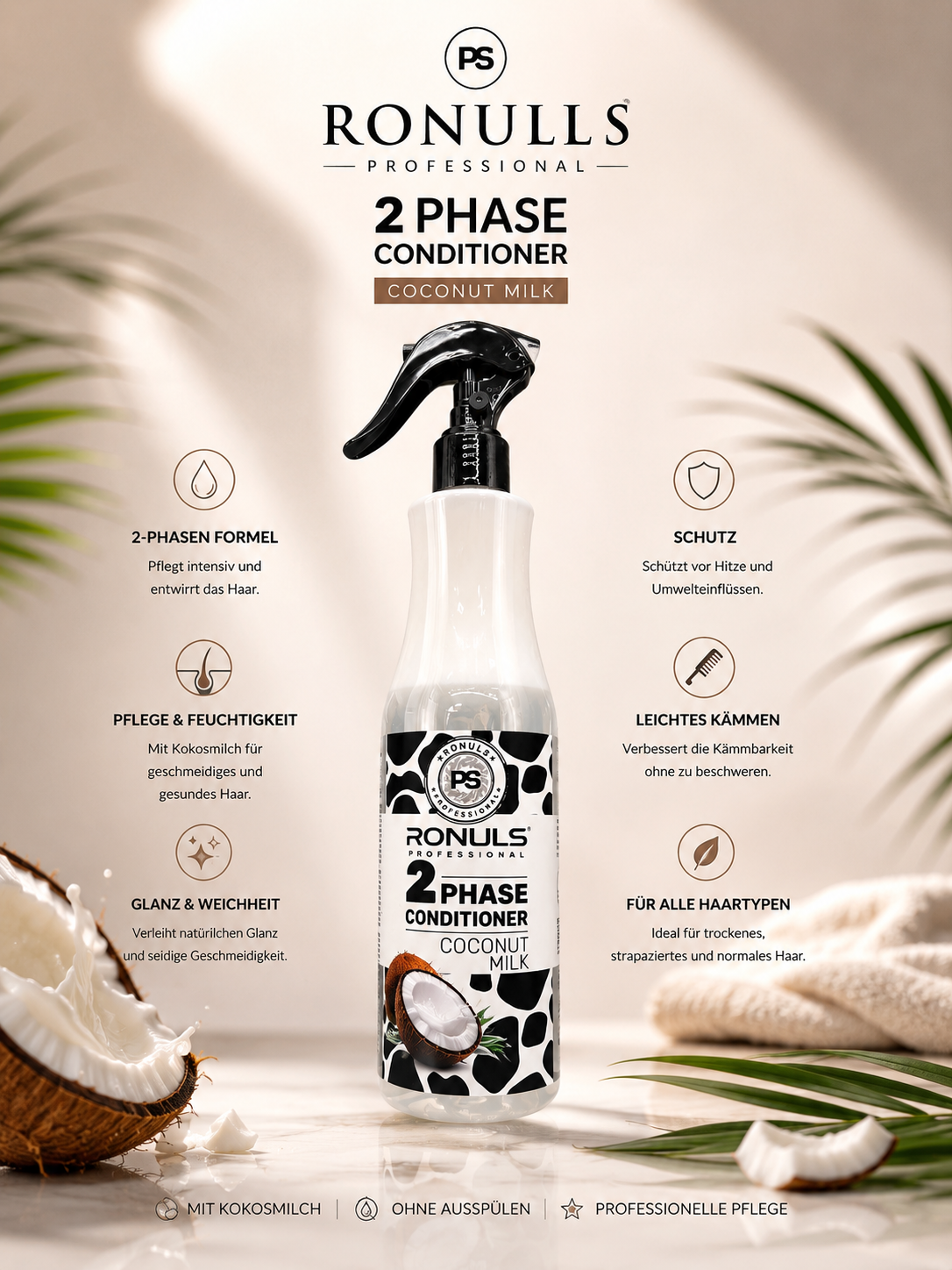 RONULLS 2 Phase Conditioner Coconut Milk – Professionelle Haarpflege mit Kokosmilch